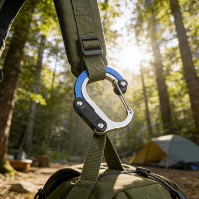 1pc Multifunctional 360° Outdoor Hanging Hook, Easy To Suspend, Suitable For Quickly Hanging Keys During Camping, Or Attach To Backpack/Suitcase