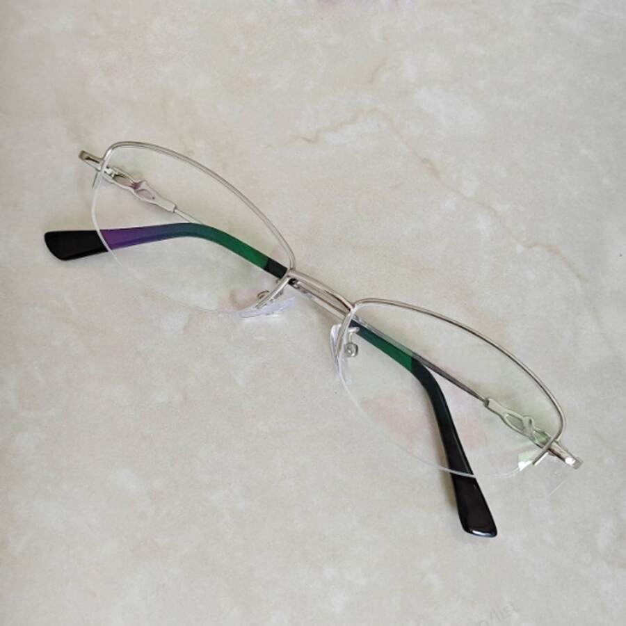 1副男女通用时尚艺术平光眼镜 - 銀色 - 查看 1