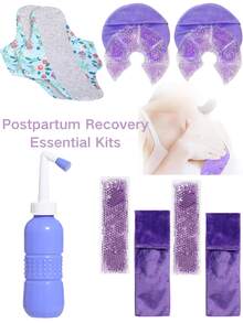 Postpartum Recovery Essential Set, Women's Delivery And Postpartum Care Set, Including Bottle Cleaner, Cooling Spray, Disposable Underwear, Postpartum Sanitary Pads, Cold/Hot Compress Pack And Cooling Pad, An Ideal Mother's Day Gift - Multicolor - View 1