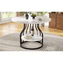 Dining Chair Set (5 Pieces) With 4 Chairs, Modern Kitchen Table Chair Set, Round Dining Table Diameter 80 Cm, Black Metal Table Legs, MDF Marble Top, Grey Velvet Dining Chair - Grey - View 5