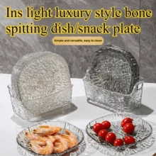 8pcs Luxury Minimalist Glacier Pattern Bone Dish Plates, Transparent Tabletop Bone Dish Small Plate Set, Suitable For Daily Life, Spring Festival, Halloween, Valentine's Day, Thanksgiving And Other Gatherings - Multicolor - View 6