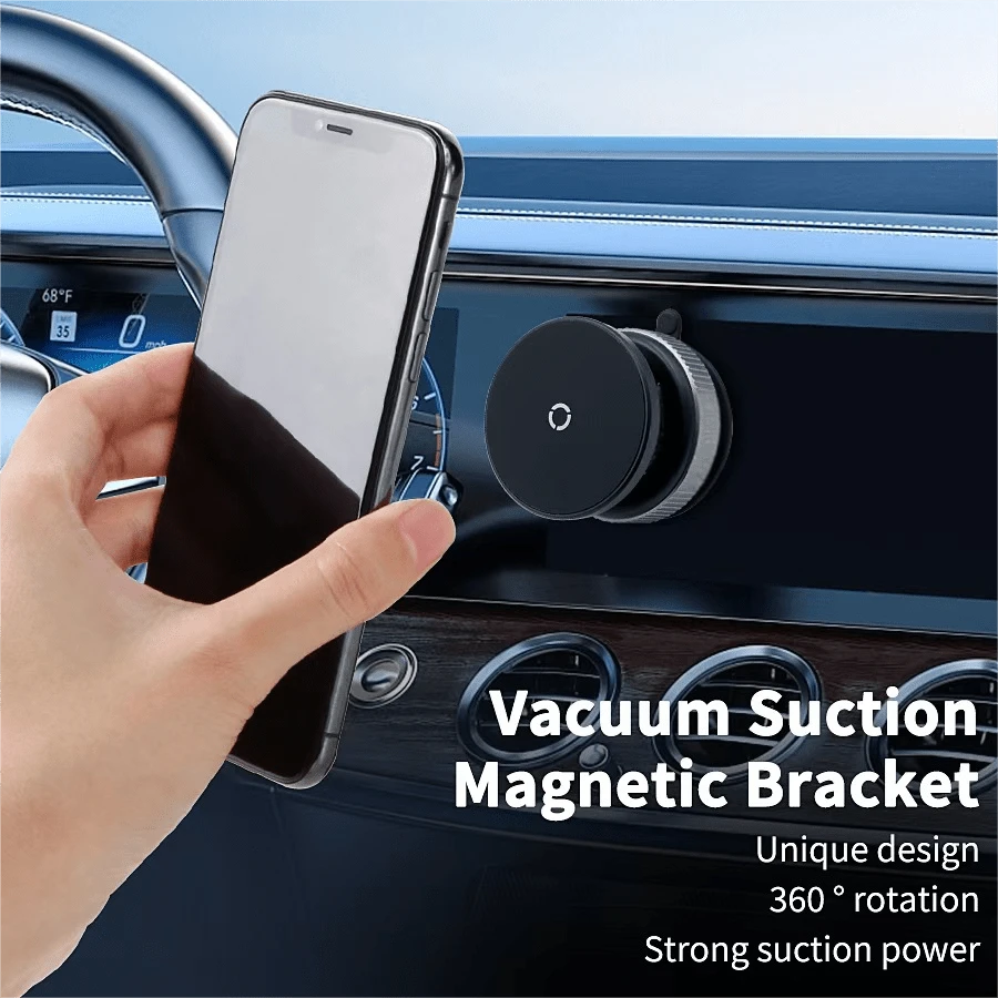 [Magnetic Phone Holder] Adjustable Vacuum Magnetic Suction Cup Phone Holder | Car/Gym/Mirror/Smooth Surfaces Hands-Free Stand | Compatible With All Smartphones, Durable Construction, Secure Hold, Compact Stand