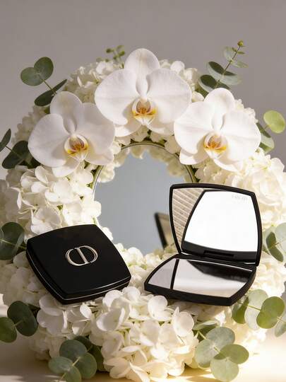 Dior Matte Black Double-Sided Portable Makeup Mirror, Luxury Women's Compact Mirror