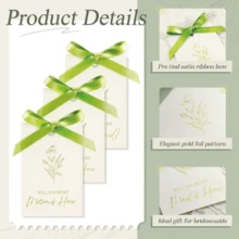 11pcs/Set Bridesmaid Invitation Cards, Ribbon Bow Floral Metallic Color Bride Gift, 8pcs "Will You Be My Bridesmaid?", 2pcs Maid Of Honor, 1pc Bridesmaid Invitation, Suitable For Wedding, Bridal Shower, School Supplies, Back To School (Beige Bow) - Multicolor - View 7