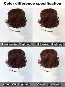 60s Retro Reddish Brown Short Curly Wig With Bangs, Voluminous Style, Heat Resistant Synthetic Hair For Daily & Cosplay - Coffee Brown - View 3