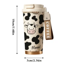 1个/18盎司可爱奶牛花卉图案保温杯，带挂绳 - 保温12小时，保冷24小时 - 防漏可重复使用，适合办公室、学校和野餐 - 时尚可爱，是送给女性和女孩的理想礼物 - 彩色 - 查看 7