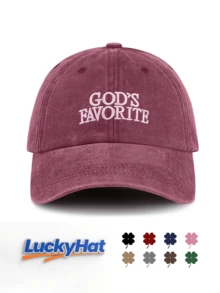 DAZY 1 pieza Gorra de béisbol vintage lavada unisex - Texto bordado "Favorito de Dios" - Múltiples colores vintage disponibles - Gorra de papá ajustable y desgastada de manera discreta, adecuada para uso diario casual - A - Ver 11