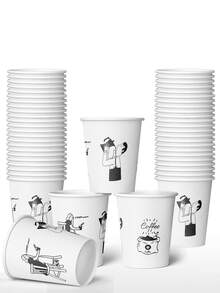 9oz Disposable Coffee Paper Cups With Hand-Drawn Cartoon Creative Patterns, Perfect For Your Distribution And Reception Occasions. Thick Paper Cups Can Hold Tea, Water, Juice, Espresso, Candy, Cold And Hot Drinks - Multicolor - View 9