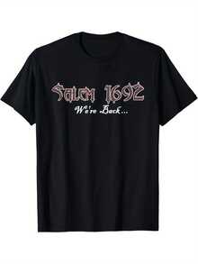 Camiseta Gráfica para Hombre Salem 1692 We Are Back Witch Trial - Negra con Diseño de Bruja de Salem Rosa, Camiseta Ultra Suave y Transpirable con Cuello Barco, Adecuada para Disfraces de Halloween, Fiestas de Brujas y Uso Casual, Disfraz de Bruja para Adultos, Camiseta de Manga Corta de Terror, Estilo Clásico, Corte Holgado, Estilo Casual, Adecuada para Casas Embrujadas y Fiestas de Brujas, Camiseta Gráfica para Hombre, Camiseta Gráfica para Hombre, Camiseta Gráfica para Hombres, Camiseta Vintage para Hombre, Camiseta de Talla Grande para Hombre, Camiseta de Diseñador para Hombre, Camiseta para Hombre. - Negro - Ver 1