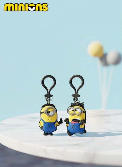 Monogram 1PC Universal Studios Officially Licensed Minions Stuart Soft Touch Bag Clip Keychain Cartoon Key Ring Backpack Charm Gift For Friends And Family