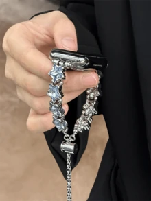 Compatible With Apple Watch Sapphire Star Luxury Premium Adjustable Strap For Ultra/SE 2/SE 1/Series 11/10/9/8/7/6/5/4/3/2/1, 38/40/41/42/44/45/46/49mm - Blue Star - View 4