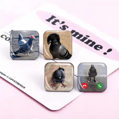 1枚5厘米/1.97英寸方形徽章，纽扣胸针，服装配饰，包包配饰，文具用品，办公装饰及配件，送给朋友的趣味礼物