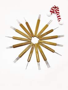 Bộ kim móc tóc dreadlock chuyên nghiệp, kim bện cán tre 0.5mm/0.75mm/1.0mm/1.25mm/1.5mm, kim đơn/đôi/ba ngạnh, dụng cụ nối tóc thích hợp sử dụng trong salon, bảo dưỡng dreadlock, bện tóc kiểu châu Phi. - Đầu cacbua bạc đơn đôi ba - Xem 4