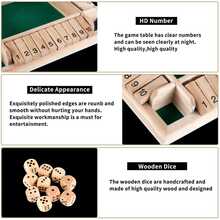 1-4 Players Shut The Box Dice Game,10 Numbers Traditional Wooden Pub Bar Board Family Game Dice For And Adults - màu xanh lá - Xem 6