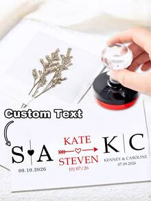 1Pc Custom Round Text Stamp, Personalized Text Stamp, Customized Text Stamp, Picture Stamps Personalized, Diy Customized Stamp, Personalized Wedding Seal, Anniversary Stamps Personalized, Customizable Stamps - Multicolor - View 1