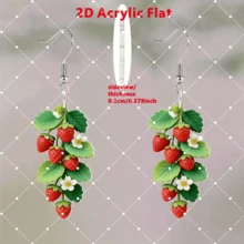 2D Acrylic Strawberry Earrings – Cute Fruit & Floral Design, Spring Gifts For Women & Girls - Multicolor - View 8