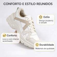 Women's Modern Platform Sneakers, Comfortable For Everyday Casual Wear, Stylish, Vacation, Lace-Up, Party, Office, Outdoor - 稻草 - 查看 4