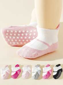 6 pares de calcetines de barco antideslizantes para niños pequeños, multicolor, adecuados para primavera y otoño - Multicolor - Ver 8