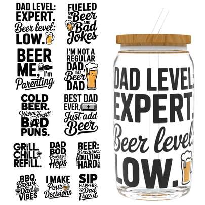  XRTHGS 12件/套 UV DTF 杯贴式自粘贴纸，适用于咖啡杯、水瓶、家居装饰、笔记本电脑和冰箱 DIY 手工艺品（不含玻璃杯）