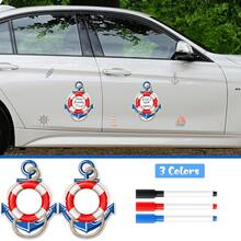 2pcs/Set Cruise Door Magnetic Anchor, Car Magnetic Anchor, Magnetic Sticker With Life Buoy, Comes With 3 Paint Pens, Nautical Ship Anchor, Cruise Door Decor, Fridge Decor, Cruise Fridge Decor, Beach Party Gifts - 2 PCS Magent+3pen - View 3