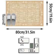 1pc Vintage Moroccan Floral & Stripe Pattern Soft Faux Wool Area Rug/Carpet/Mat, Suitable For Bathroom, Kitchen, Entryway, Hallway, Bedside, Living Room, Bedroom, Machine Washable 100% Polyester, Home Decor - Multicolor - View 14