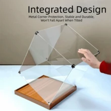 Caixa de Exibição com Bottom de Madeira e Placa Acrílica Transparente, Adequada para Armazenamento e Exibição de Blocos de Construção, Carros de Brinquedo, Modelos e Bonecas - Multicolorido - Visão 5