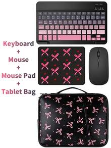 Conjunto de teclado Bluetooth con ratón y alfombrilla, teclado inalámbrico portátil (150mAh) y conjunto de ratón compatible con tabletas , smartphones con iOS 13+ de Apple, Android y Windows - Negro - Ver 12