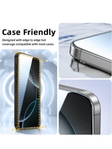 Shockproof Privacy Tempered Glass Screen Protector 5Pcs Anti-Spy For IPhone 17 17e 16 15 14 13 12 11 Pro Max XR XS Max Air Se 8 7 6 Plus Anti-Fingerprint Bubble-Free Case Friendly Protective Film Spring Gift Anniversary - Black - View 10
