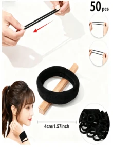 50Pcs 2026 High Elasticity Hair Ties Set: Soft Seamless Hair Elastics For Ponytails, Braids, And Everyday Hairstyles, Durable Hair Bands For All Hair Types, Ideal For Home, Travel, And Gift Giving - 50pcs - 查看 8