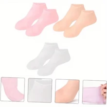 1 pereche de șosete hidratante din silicon pentru picioare uscate și crăpate, șosete hidratante, șosete hidratante antiderapante cu călcâi, șosete exfoliante hidratante din silicon, îngroșate, noi, îmbunătățite, șosete hidratante cu gel SPA, îngrijirea picioarelor după pedichiură, potrivite pentru picioare feminine uscate și crăpate, șosete ultra-elastice pentru îngrijirea picioarelor, ajută la înmuierea picioarelor, un cadou minunat pentru Ziua Mamei, Crăciun sau Ramadan - multicolor - Vizualizare 3