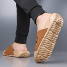 Stylish Men's Open-Toe Slides With Dual-Strap Design And Textured Sole For Secure Fit In Home Or Lounge Settings - Brown - View 9