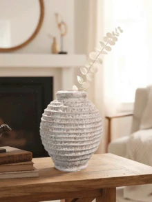 1个6.3英寸复古粗面陶瓷花瓶，经典家居装饰手工仿古花瓶，适合室内插花，复古手工家居装饰玻璃花瓶 - A - 查看 11