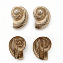 1pc Metal Spiral Seashell Design Scarf Clip, Swimsuit Bra Front Connector, Ribbon Waist Belt Buckle, Bikini Decor, Gift For Friends, Birthday, Beach Holiday Accessory - Multicolor - View 5