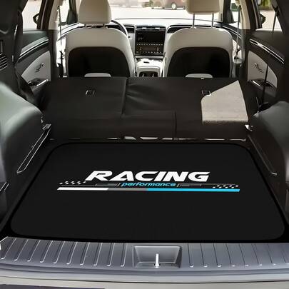 1pc Car Trunk Mat - Racing Logo - Large Size Cargo Liner, With Rubber Backing, Non-Slip, Durable, Wear-Resistant, Easy To Clean, Multipurpose Car Mat, Automotive Carpet, Suitable For Most Cars, Trucks, SUVs Trunk Protection, Vehicle Floor Protection, Truck Accessories, SUV Accessories