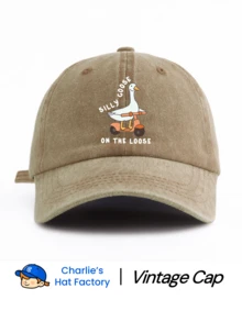 1pc Vintage Washed Baseball Cap - Funny "Carefree Silly Goose" Skateboard Print - Multiple Retro Colors Available - Soft Adjustable Dad Hat Suitable For Street, Travel And Weekend Activities,Summer,Beach,Holiday,Festival - ON tHE LOOSE - View 13