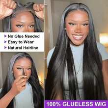 34 Inch Wear And Go Glueless Wig 13x4 13x6 Lace Front Wigs Human Hair Pre Plucked Straight HD Lace Front Wigs Brazilian Virgin Human Hair 200 Density With Baby Hair Straight Glueless Wigs Human Hair For Women - Natural Black - 查看 3