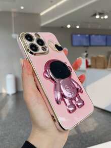 Astronaut Series Electroplated Anti-Drop Phone Case + Electroplated Hidden Stand + Full Phone Case Set, Compatible With Apple 17/16/15/11/12/13/14/16 Pro Max/17 Pro Max, S26U/S26/S22/23/24+, 13C/Note 14 Pro Plus - Pink - View 6