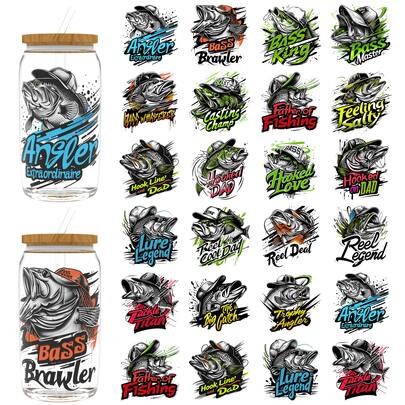  XRTHGS 24PCS/SET UV DTF Cup Wraps Style Self-Adhesive Sticker For Coffee Cups, Water Bottles, Home Decor, Laptops And Refrigerator DIY Crafts(Glass Not Included)