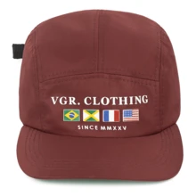Premium Unisex Adjustable 5-Panel Embroidered Flat Brim Baseball Cap - Burgundy - View 8