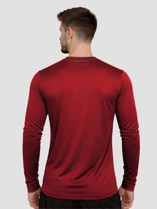 Men's Long Sleeve Dry Fit T-Shirt For Gym And Workout - Gỗ đỏ - Xem 2