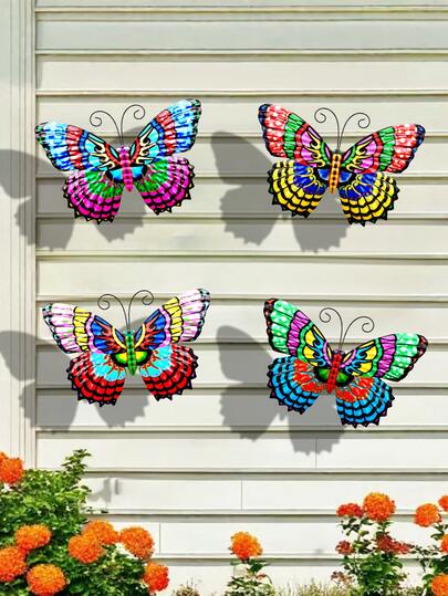 1pc/4pcs Creative Metal Butterfly Decor, Versatile Garden Decoration, Yard Fence Ornament, Outdoor Hanging, Wall Art, Ideal Gift For Butterfly Lovers