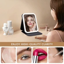 EOLOVA LED Makeup Mirror, Rechargeable Tabletop Vanity Mirror With Lights, 3 Lighting Modes, Touch Control Brightness, Portable Lighted Cosmetic Mirror, Travel Makeup Mirror With Lights - 彩色 - 查看 2