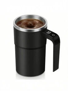 12盎司可充电自动搅拌咖啡杯，带LED温度显示，磁性自搅拌杯，适用于办公桌上混合咖啡和牛奶 - 彩色 - 查看 1