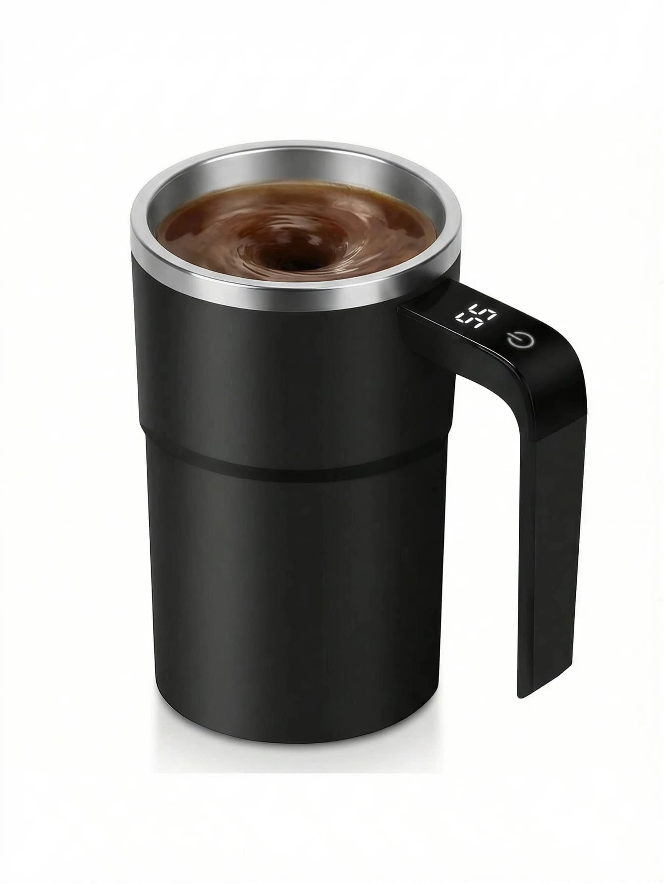 12盎司可充电自动搅拌咖啡杯，带LED温度显示，磁性自搅拌杯，适用于办公桌上混合咖啡和牛奶 - 彩色 - 查看 1