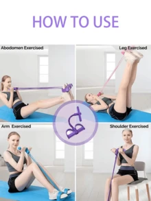 1Pc Four Foot Pedal Pull-Up Device, Sit Up Exercise Support Frame, Arm Tension Rope, Leg Tension Device, Multifunctional Home Fitness Equipment, Yoga Abdominal Strengthening Elastic Band Tension Rope - Multicolor - View 6