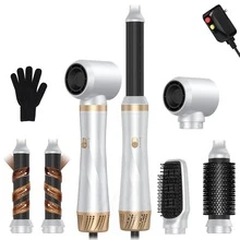 ATOPSKINS 5-In-1 Multi-Function Hot Styling Brush & Curling Iron | 3 Temperature Settings, 5 Interchangeable Heads For Curls, Waves, Smooth Styles | Detachable Design, Auto Curling | Versatile Professional Hair Styling Tool, Compact & Portable - 美規A型插(110-127V) - 查看 17