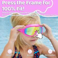 Swim Goggles 2 Pack Anti-Fog Anti-UV Wide View Swimming Goggles For Kids 3-14 - Blue & Purple - View 5
