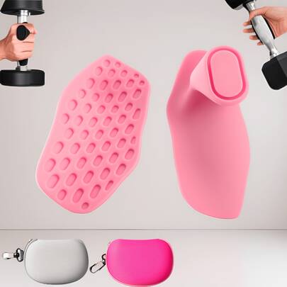 Pink Grip Strengthener, Pink Cloth Case, Fingerless Non-Slip Fitness Gloves, Unisex Weight Lifting Handle, Gym Rubber Dumbbell Handle, Fitness Rubber Weightlifting Non-Slip Grip