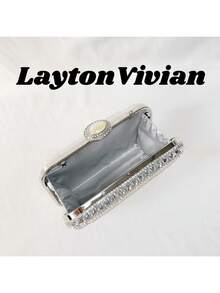 Layton Vivian F3 Women's Luxury Clutch Bag With Rhinestones And Pearl Detail, Chain Strap, For Evenings And Weddings. - 銀色 - 查看 4