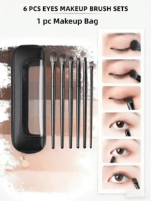 1/7件套便携式旅行化妆包，带透明窗口和拉链的化妆刷收纳袋，适合存放化妆品和护肤品，也适合健身和商务旅行，仿皮材质。 - 彩色 - 查看 18